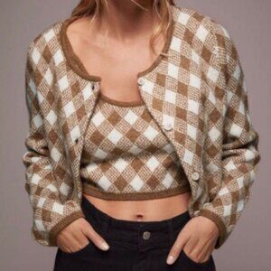 Zara Checkered Cropped Cardigan (part of matching set)